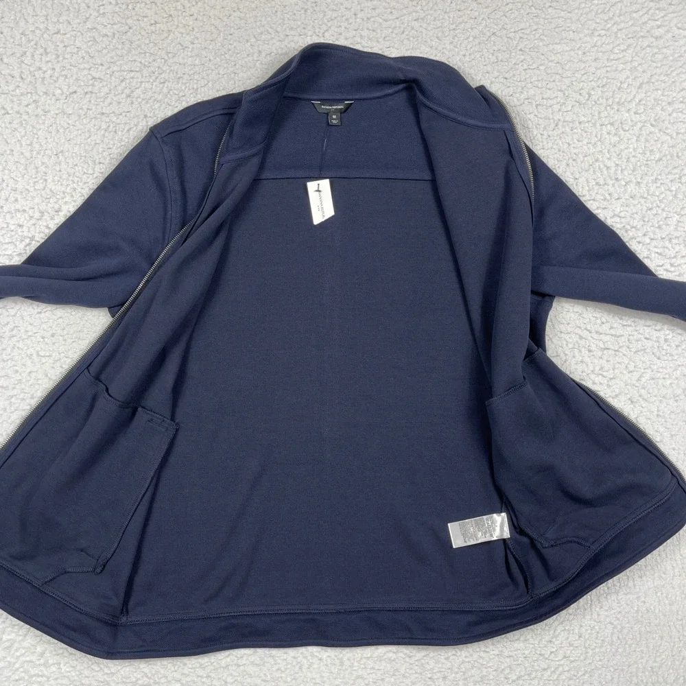 Banana Republic Jacket Mens Medium Navy Blue Mock Neck Pique Casual Travel Work